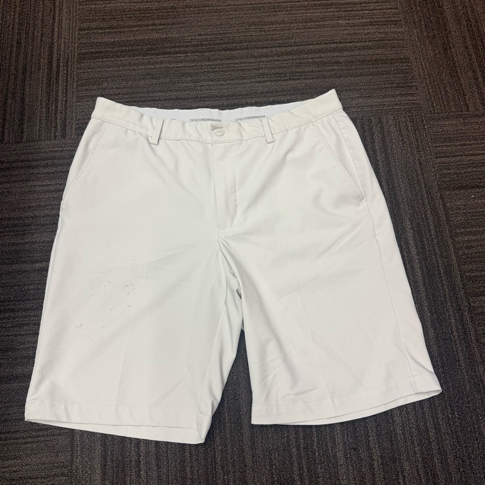 Greg Norman Collection White Flat Front Shorts Mens